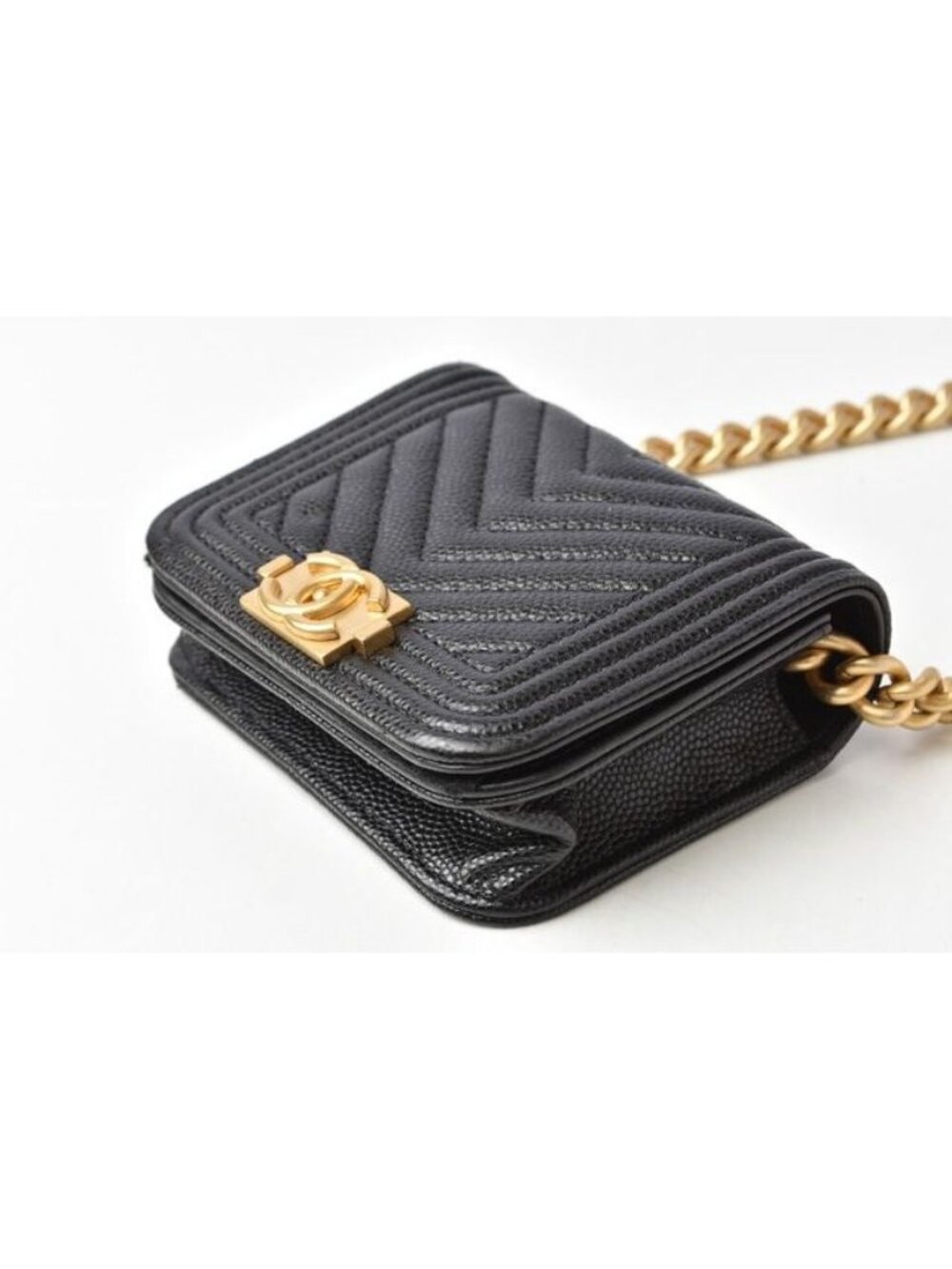 Chanel Belt Bag Coin Case Chain Pouch Boy Black Gold Hardware - Picture 5 of 10